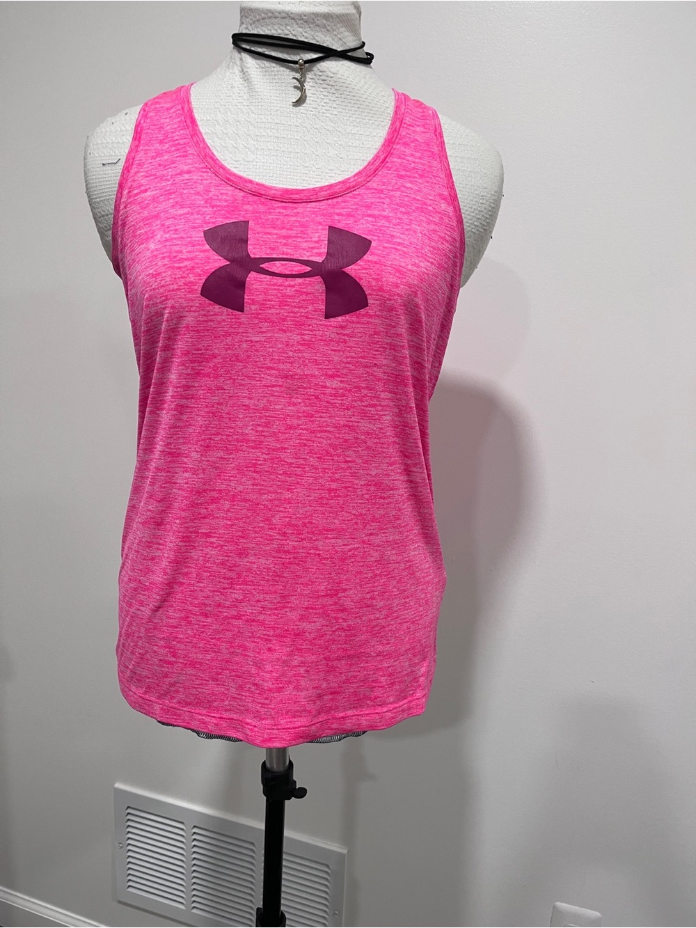 Under Armour Bright Pink Heather Logo Racerback Tank